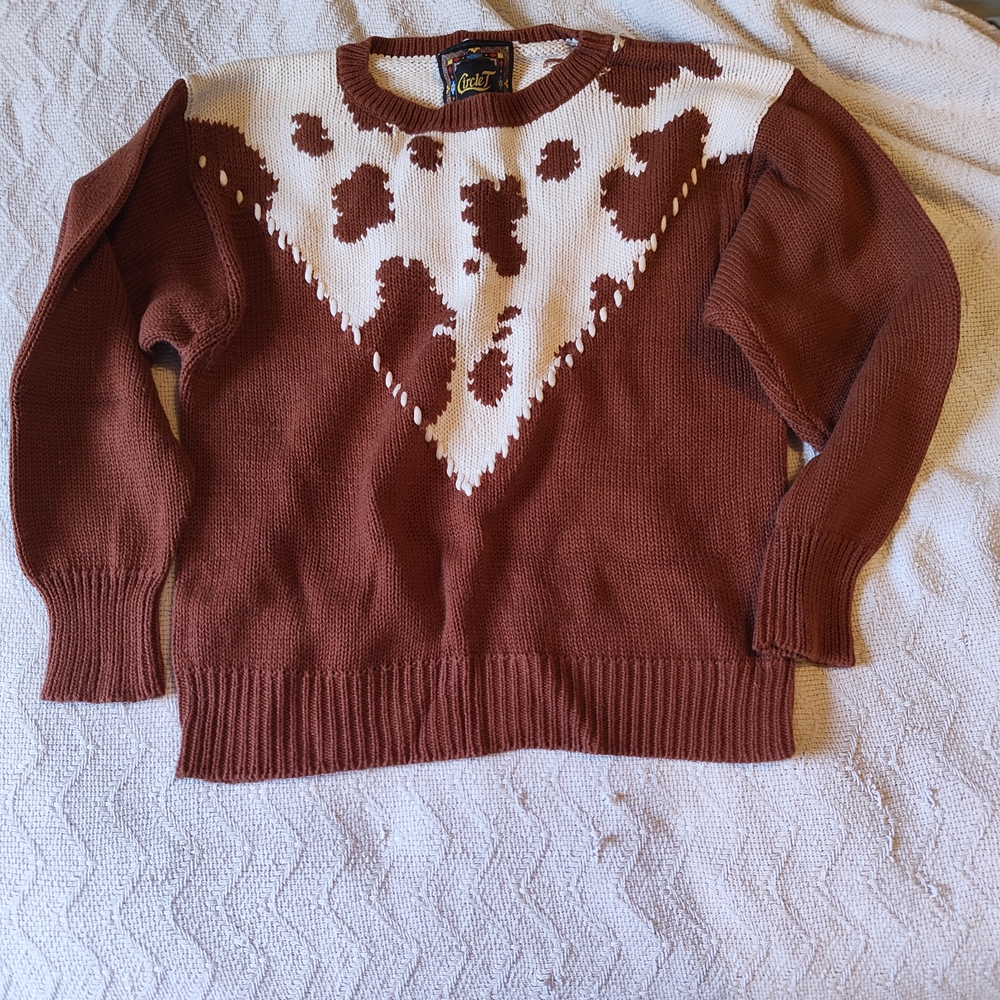 Cozy Rust and White Sweater